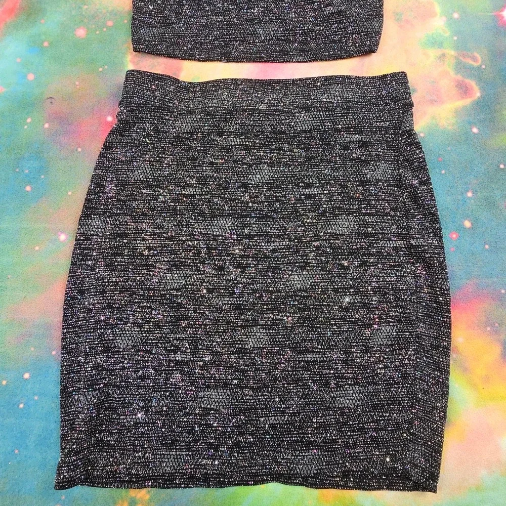 Sparkly Two Piece Set Top and Skirt Party Clubwear‎